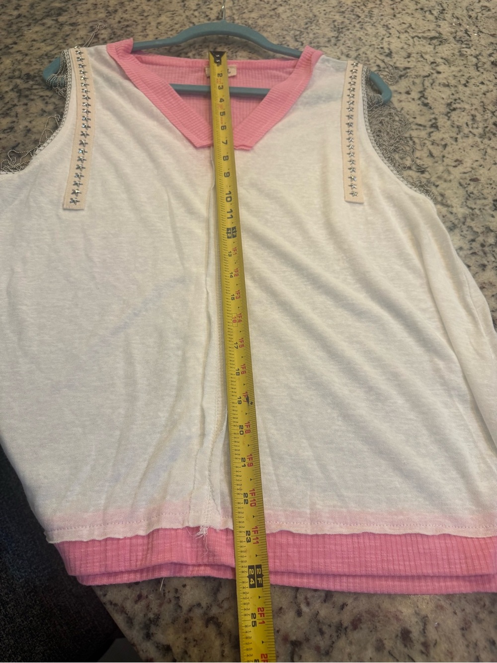 Anthropologie POL Pink & White Ribbed V-Neck Sleeveless Top - Picture 7 of 7